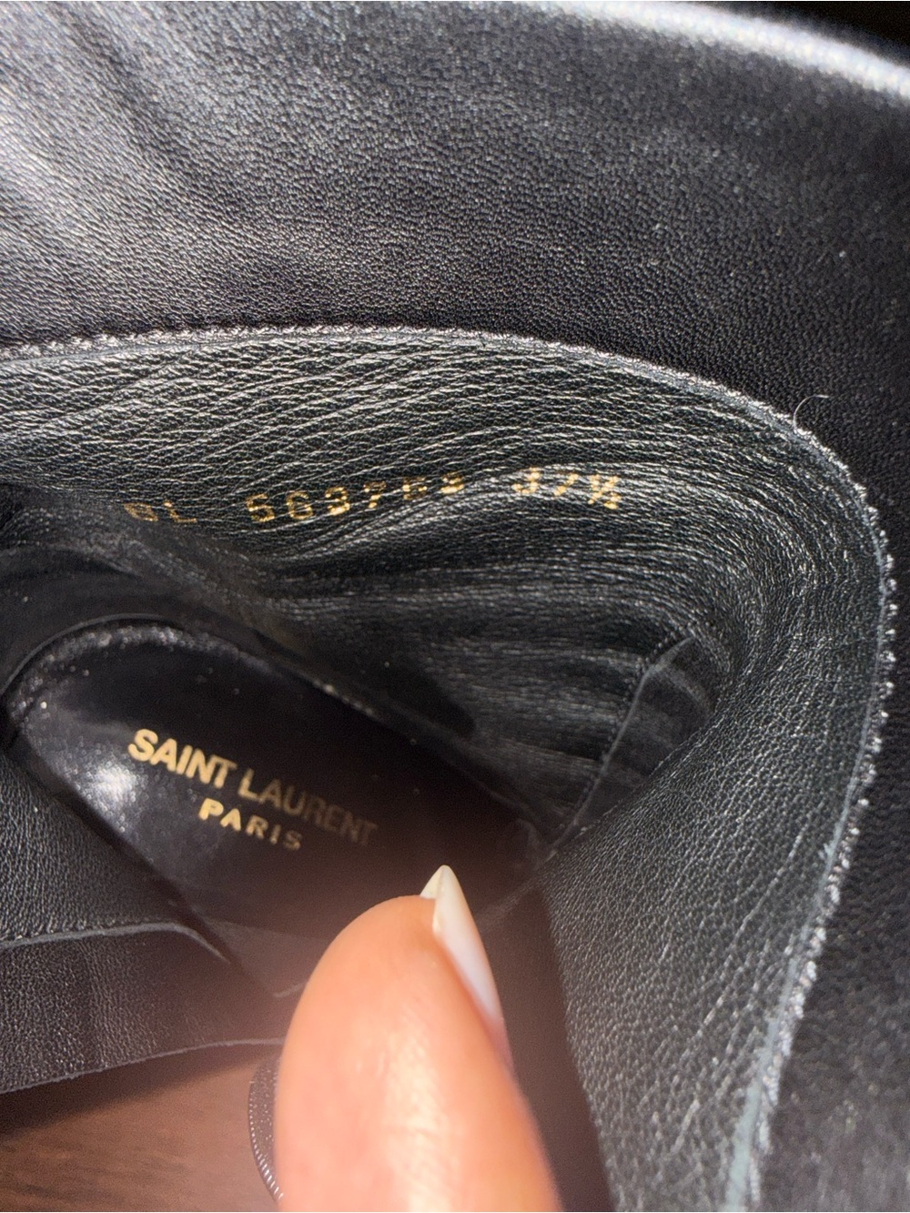 Saint Laurent Opyum 110 YSL Logo Heel Boots Black Leather 37.5 - Picture 12 of 13